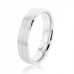 Platinum Satin Groove 5mm Wedding Ring
