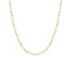 9ct Yellow & White Alternating Link Chain Necklace